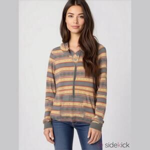 Panhandle Western Hoodie Womens XS Gray Orange Southwestern Fair Isle